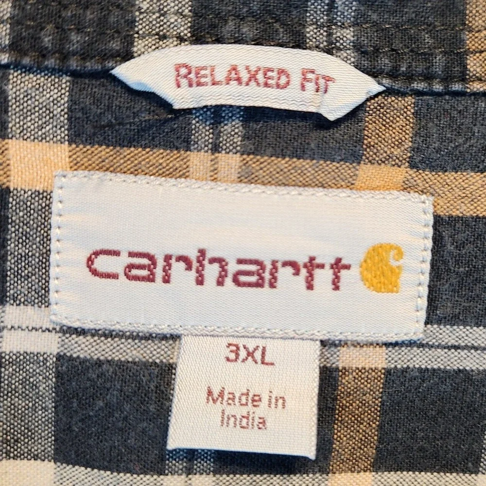 Carhartt Shirt‎ Mens 3XL Multicolor Relaxed Fit Plaid Cotton Pockets Button Down